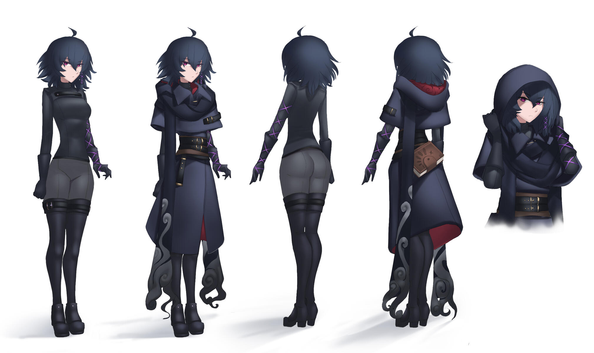 Instead of using the shadows to change her clothes' colors like the main one, ZZZ Shae uses her ink.
